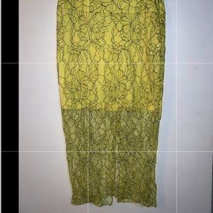 yellow see through skirt